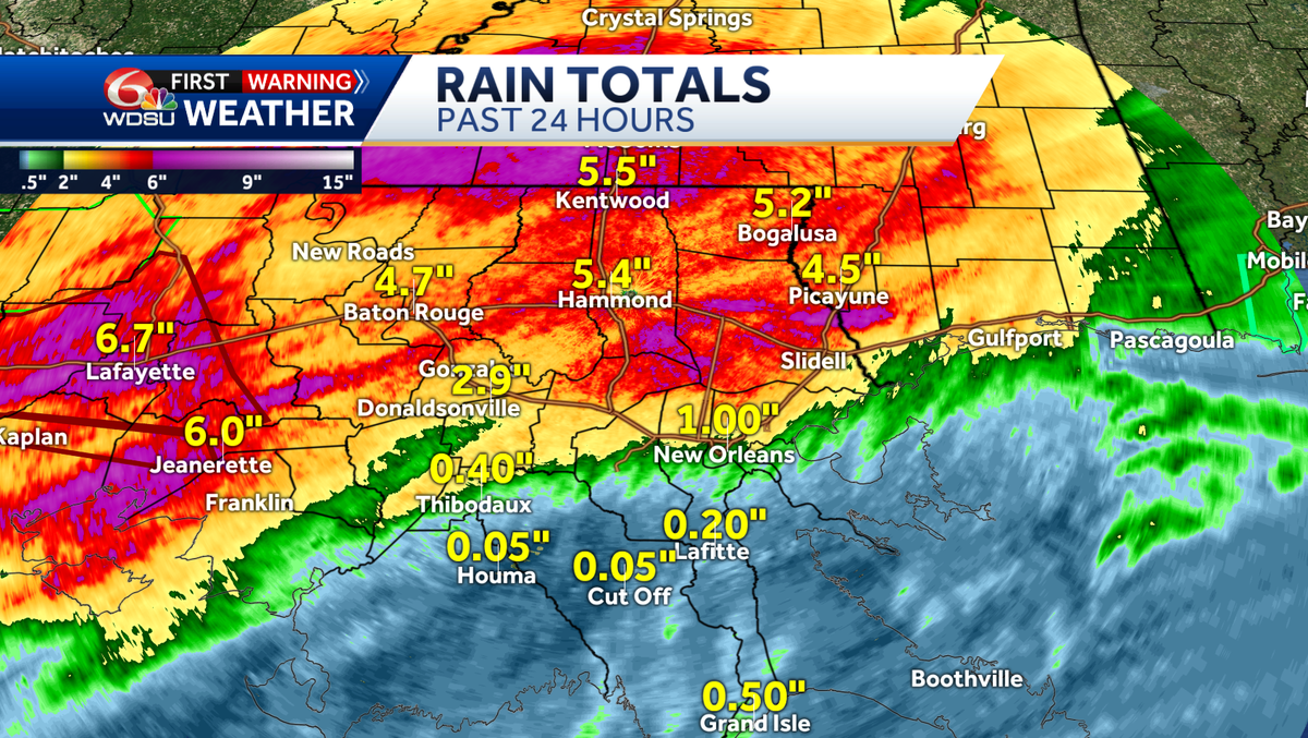 New Orleans area rainfall totals