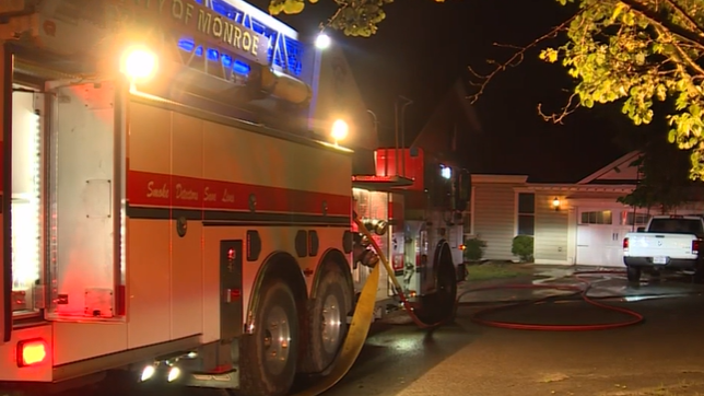 Monroe family suspects lightning strike sparked fire during Friday storms