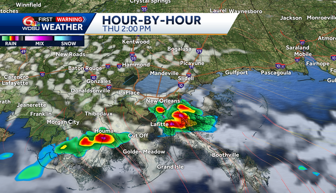 Cooler start, another round of afternoon storms in New Orleans