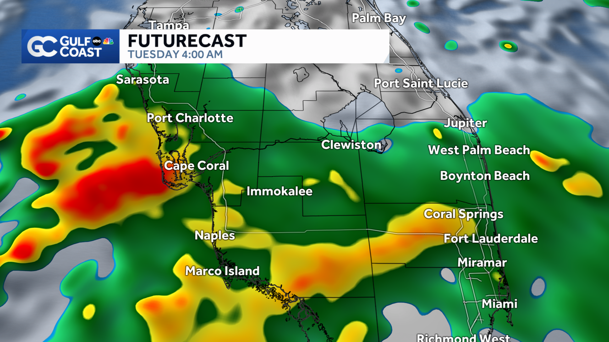 Stormy start to the week across Southwest Florida's Gulf Coast