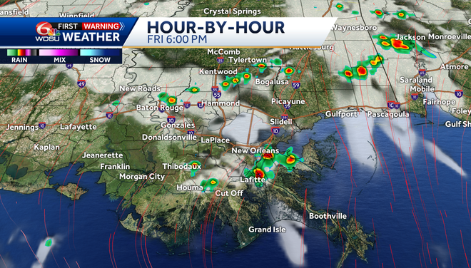 Feeling like 100, scattered afternoon storms in New Orleans