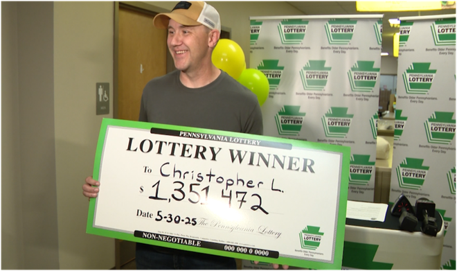 Christopher Lehman won the Jackpot spectacular online game in the Pennsylvania lottery