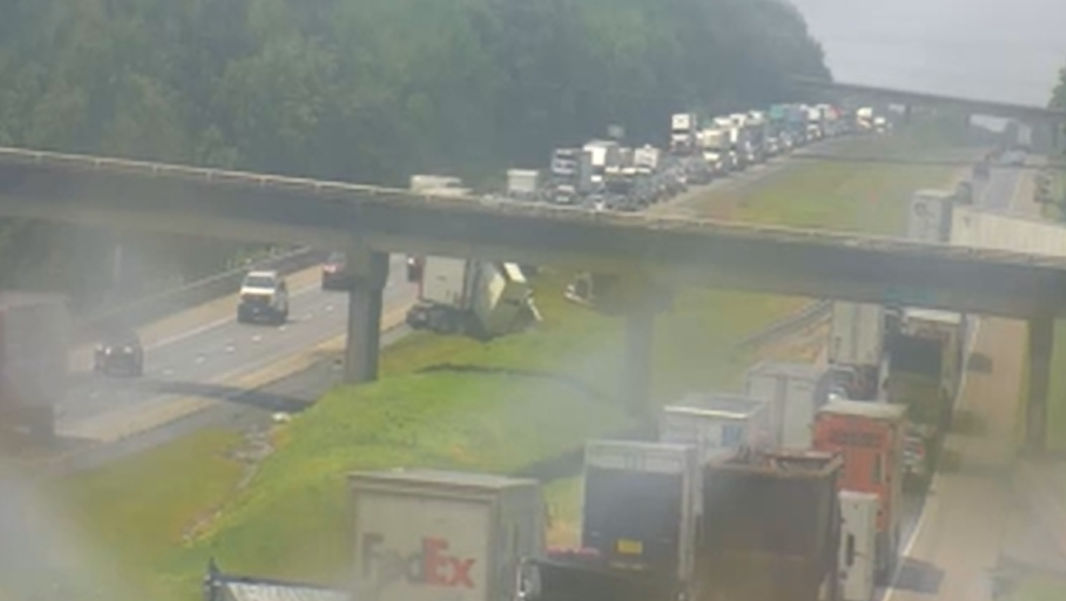 Traffic backed up for miles following I-81 crash; Lane closed