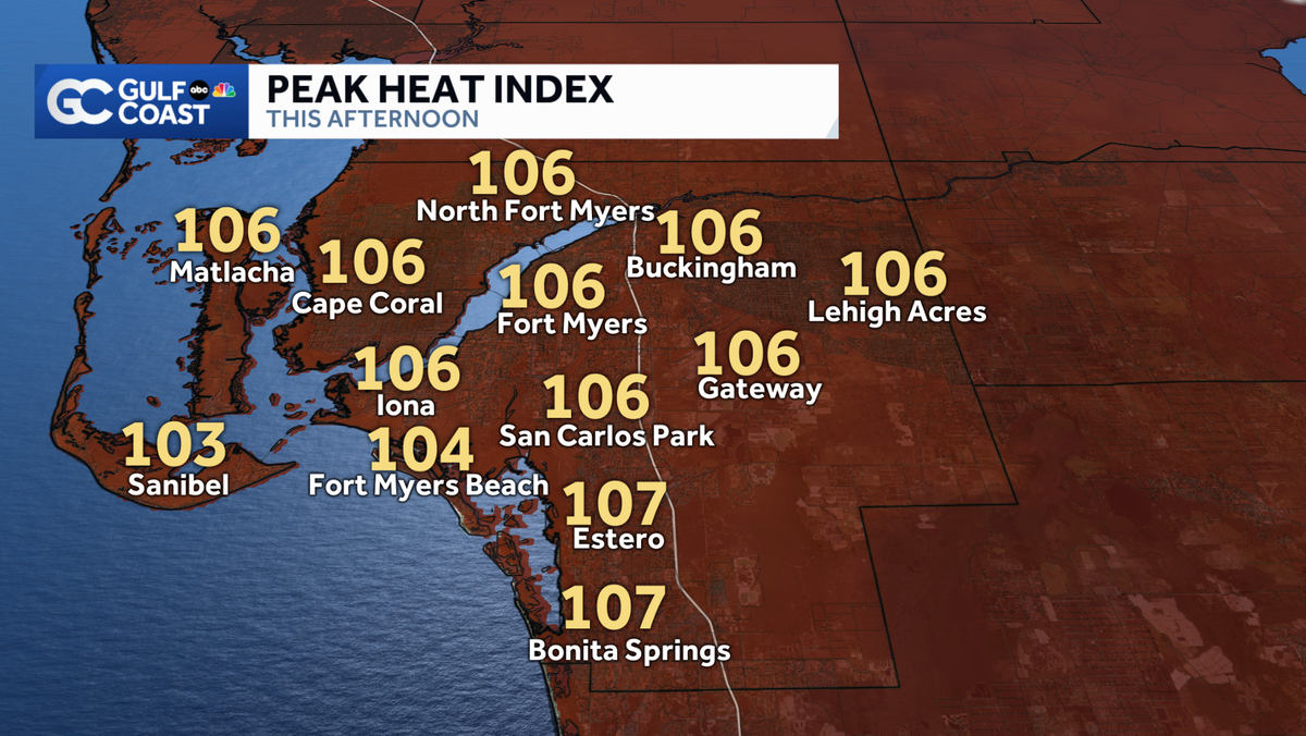 Stifling summer heat and isolated storms across SW Florida Wednesday