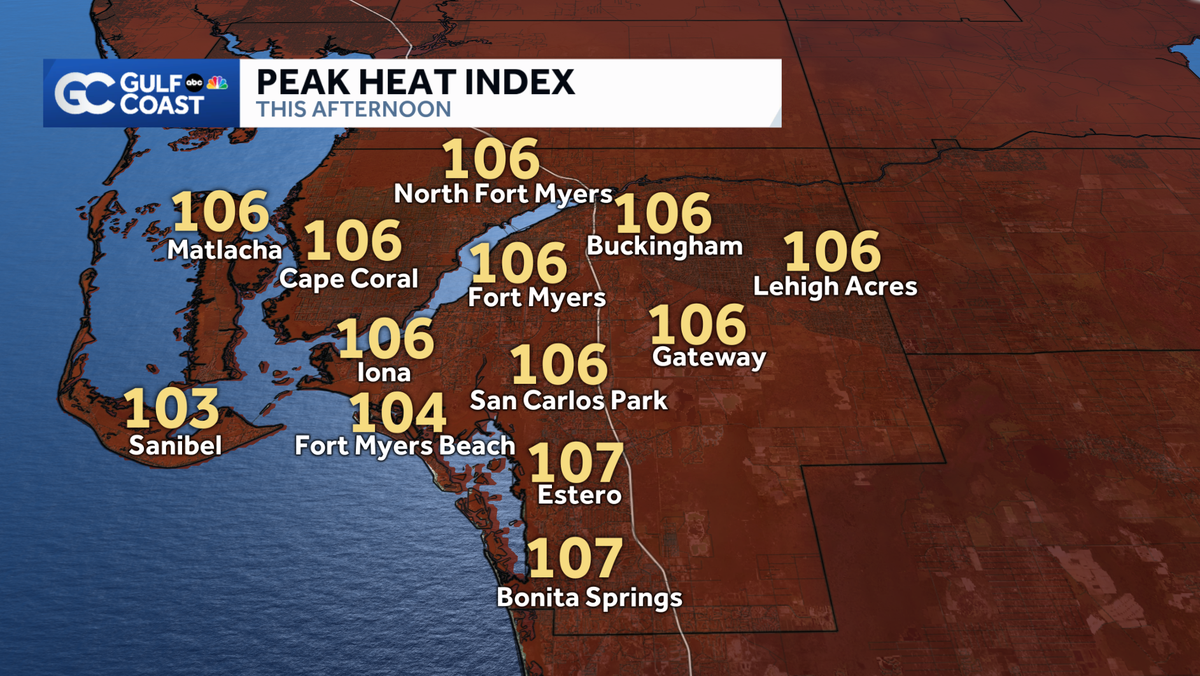 Stifling summer heat and isolated storms across SW Florida Wednesday