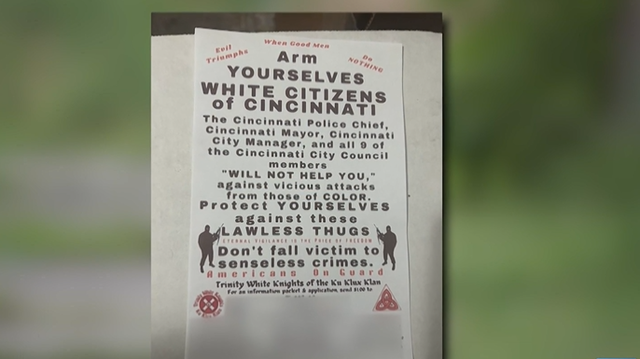 Cincinnati police investigating KKK flyers distributed in several
