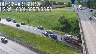 Traffic backs up following crash on Route 30 in York County, Pa.