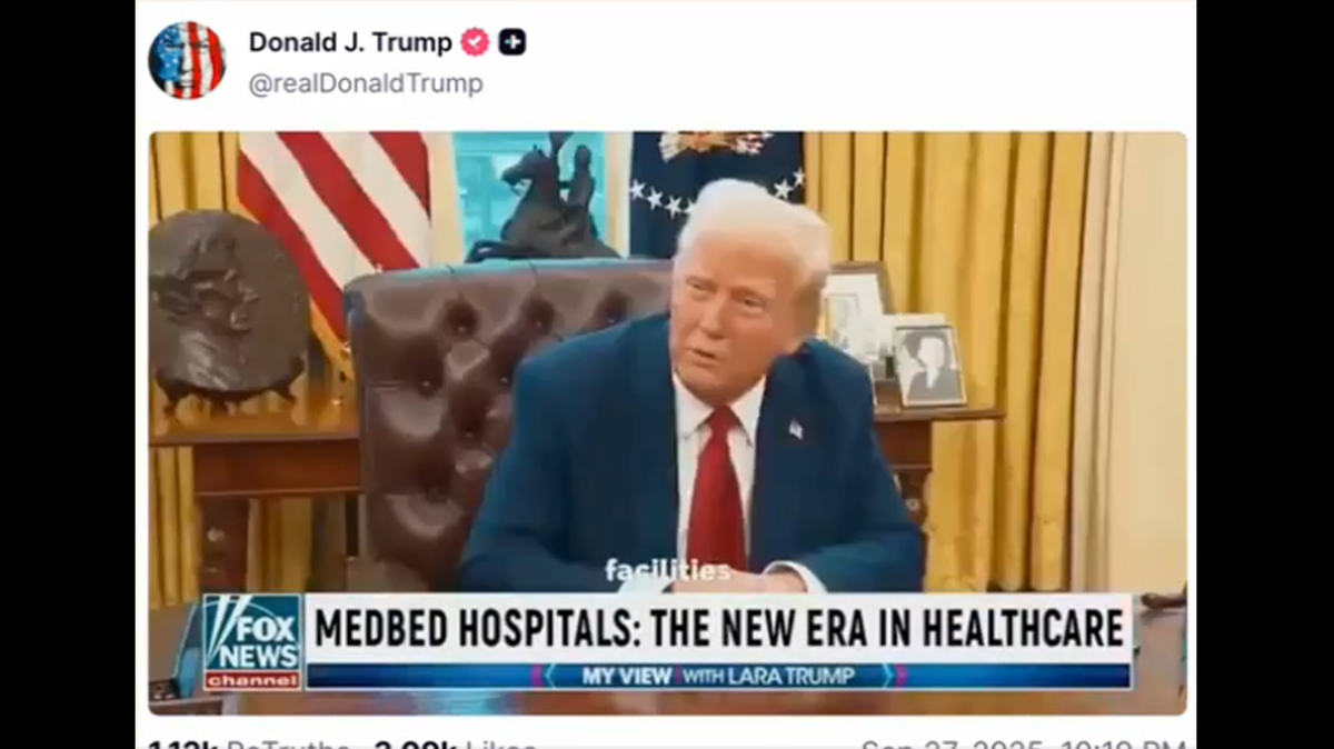 President Trump shares seemingly AI video amplifying ‘medbed’ conspiracy theory