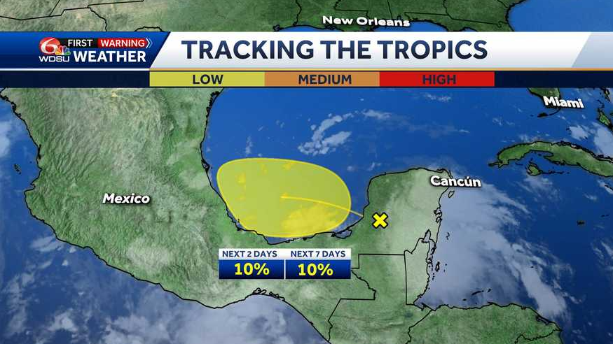 One spot being watched in the Southwestern Gulf