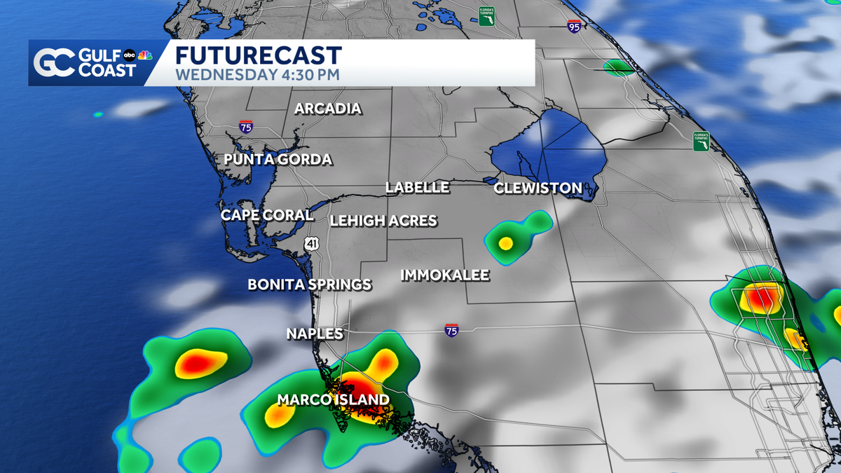 Rain chances lower for the Gulf Coast Wednesday