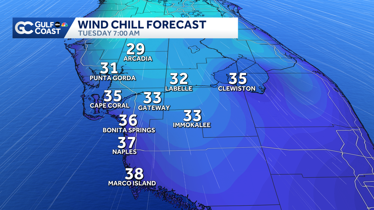 Record cold for SWFL as temps start to tumble Monday
