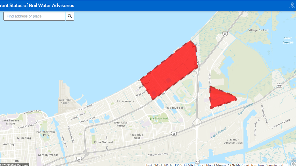 Precautionary boil water advisory issued for parts of New Orleans East