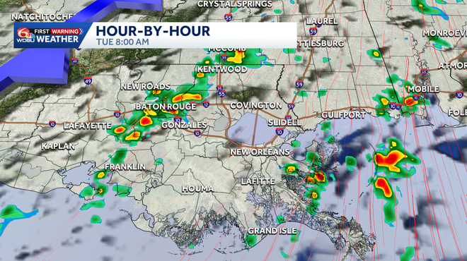 potencial de lluvia del martes