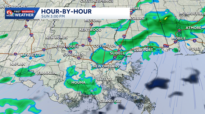 Mostly cloudy with spotty showers for Sunday before heavy rain Monday