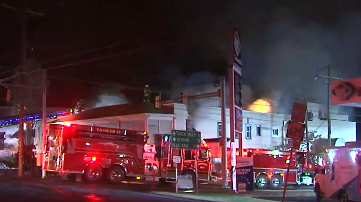Crews battle blaze at old furniture store in Berks County, Pa.