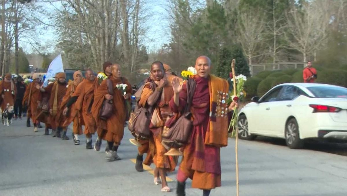 Buddhist monks' 2,300-mile Walk for Peace set to arrive in North Carolina, track them here