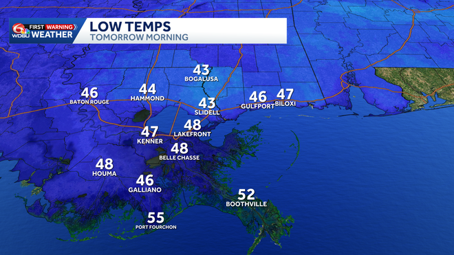 Cold start to the day before midweek changes in your New Orleans forecast
