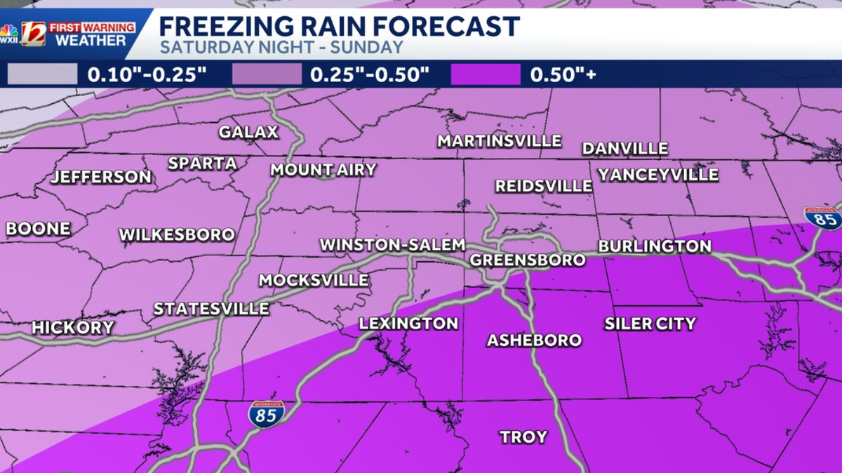 Hour-by-hour timeline of impacts for weekend winter storm in North Carolina