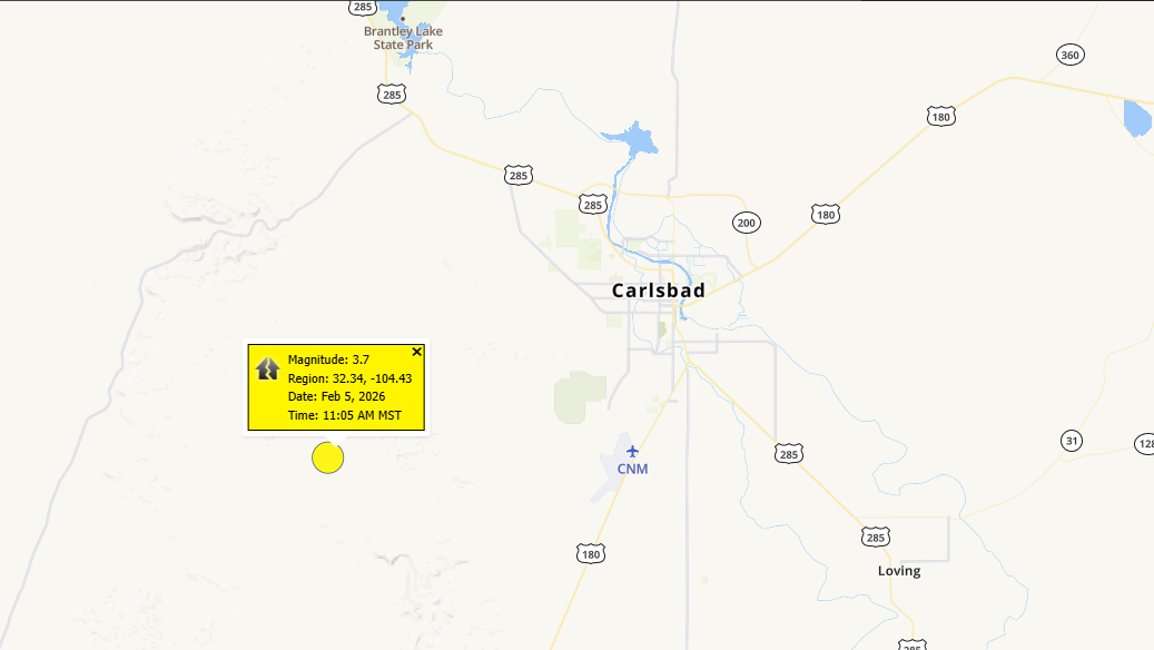 3.7 magnitude earthquake rocks southeast New Mexico