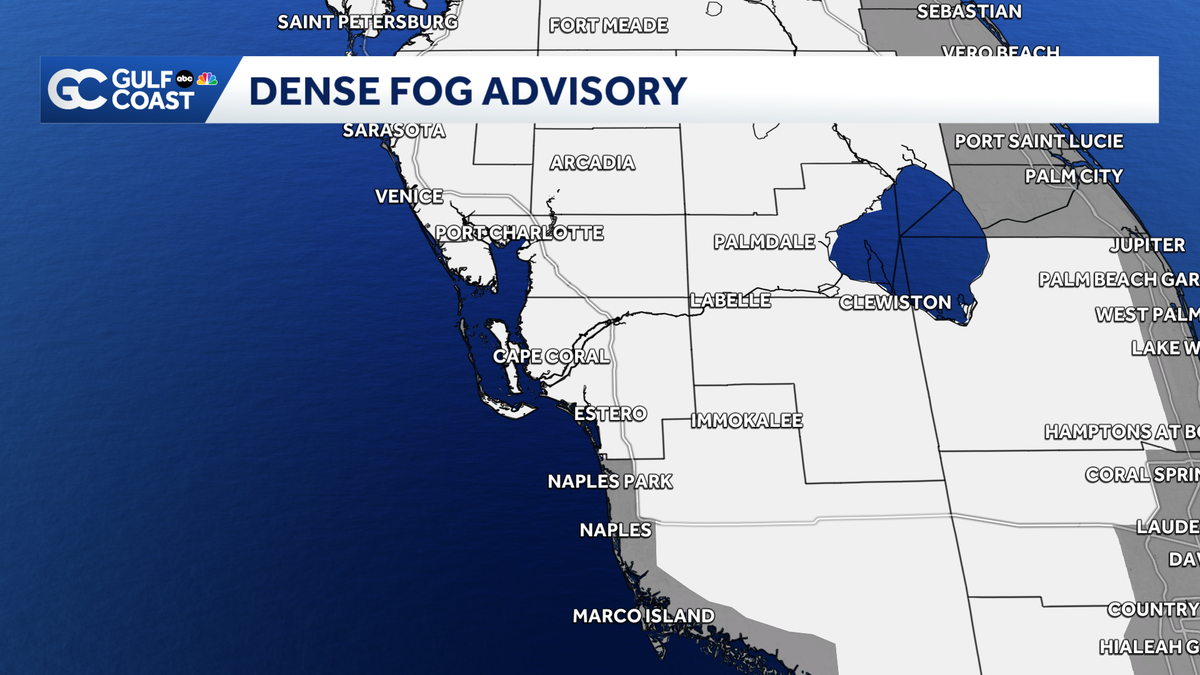 Dense Fog Advisory in effect for parts of the Gulf Coast until 10 a.m.