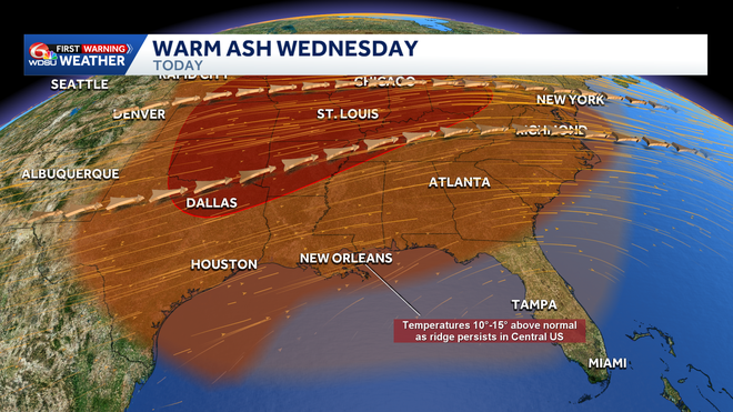 Warm Ash Wednesday before near record-breaking temperatures this week