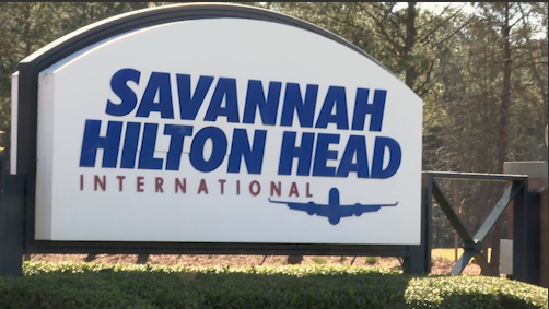 A-4 aircraft slides off runway at Savannah/Hilton Head International Airport; No injuries reported