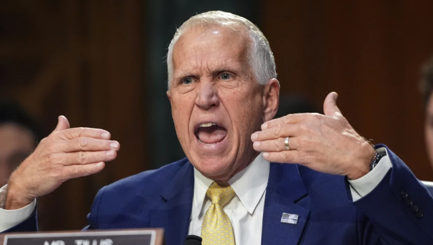 North Carolina Sen. Thom Tillis lashes out at Homeland Security Secretary Kristi Noem during hearing