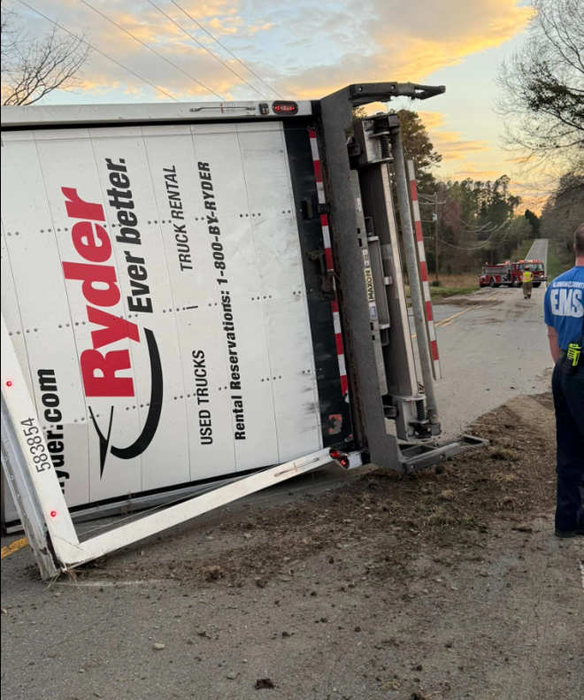 Overturned box truck causes closure on Kimesville Road, crews say