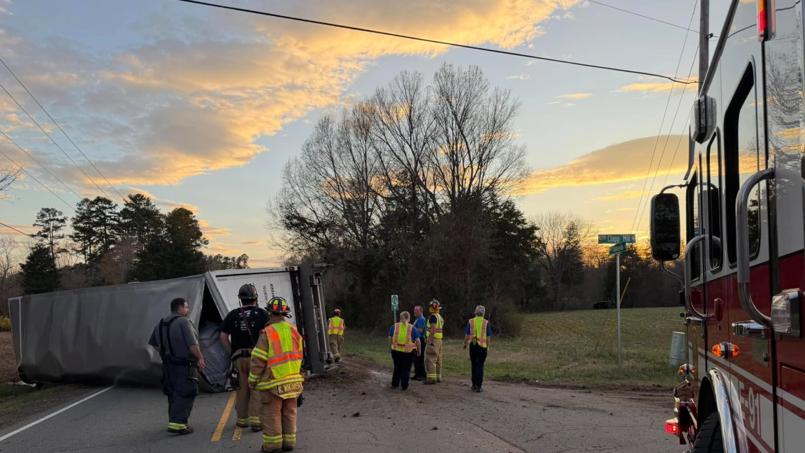 Overturned box truck causes closure on Kimesville Road, crews say
