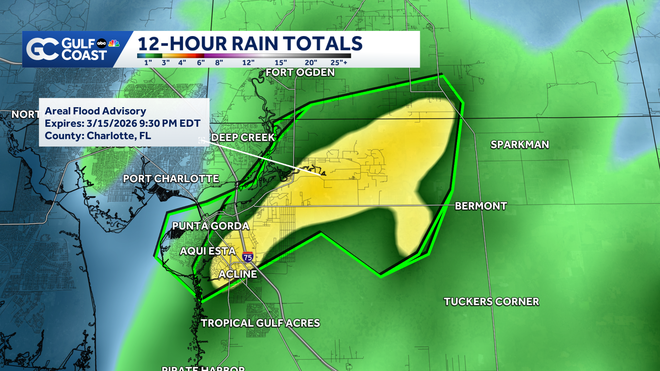 Weather Impact Day: Flood advisory until 9:30 p.m. in Charlotte and DeSoto