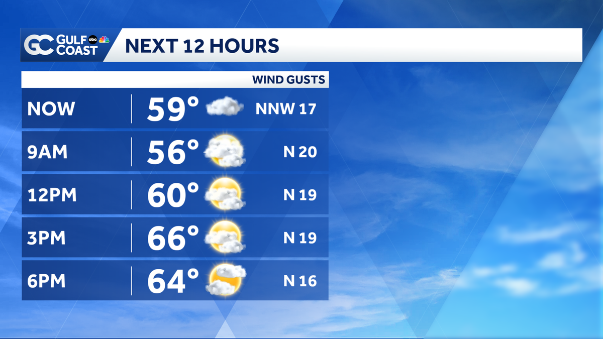 Chilly air blows back into the Gulf Coast for St. Patrick's Day