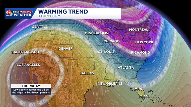 Staying in the 50s before the warming trend begins