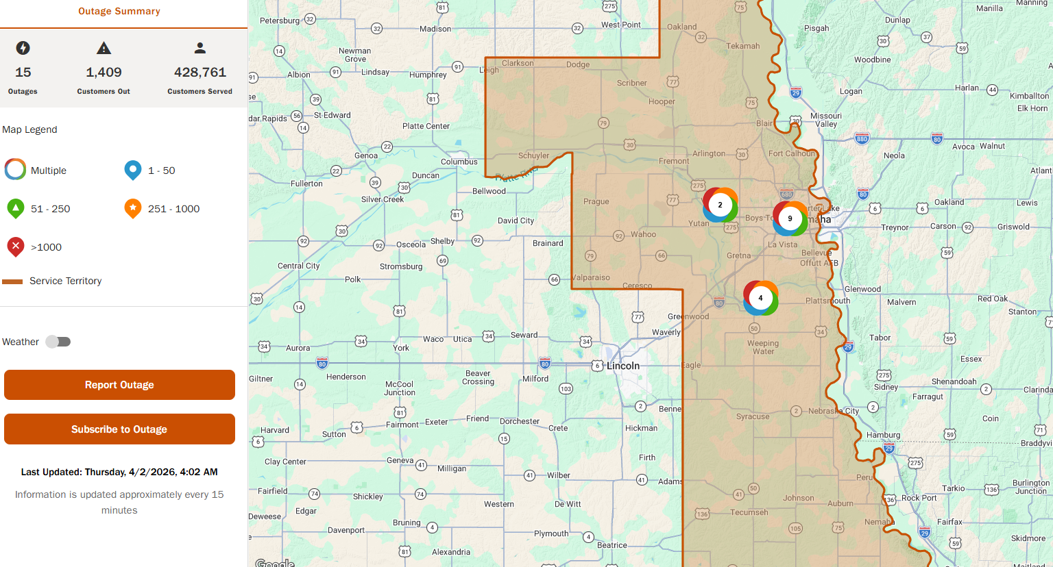 Power outage in Douglas County affects over 1,600 people