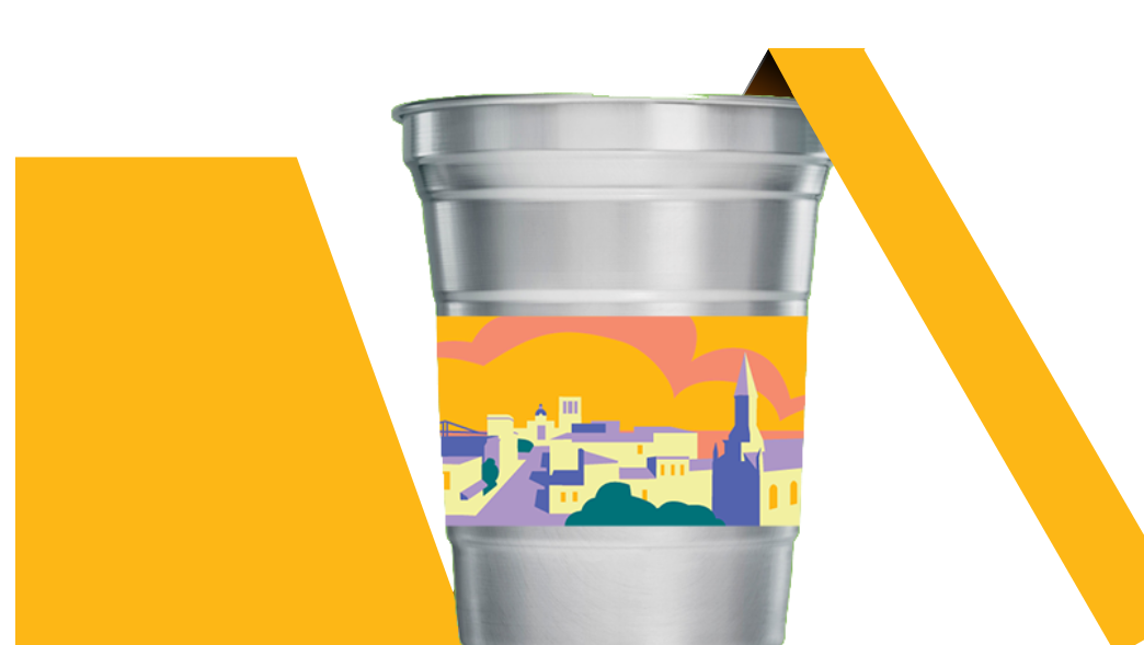 Savannah aluminum recyclable cups redesigned for St. Patrick's Day