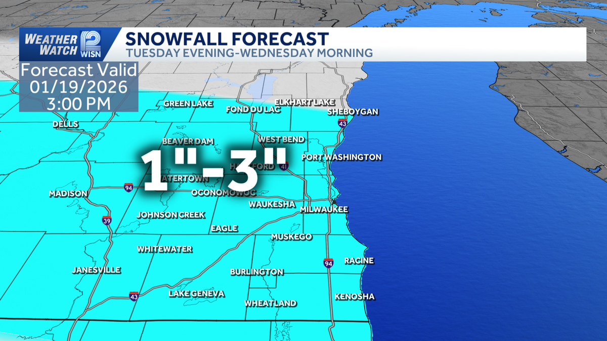 More snow targets SE Wisconsin Tuesday amid arctic blast