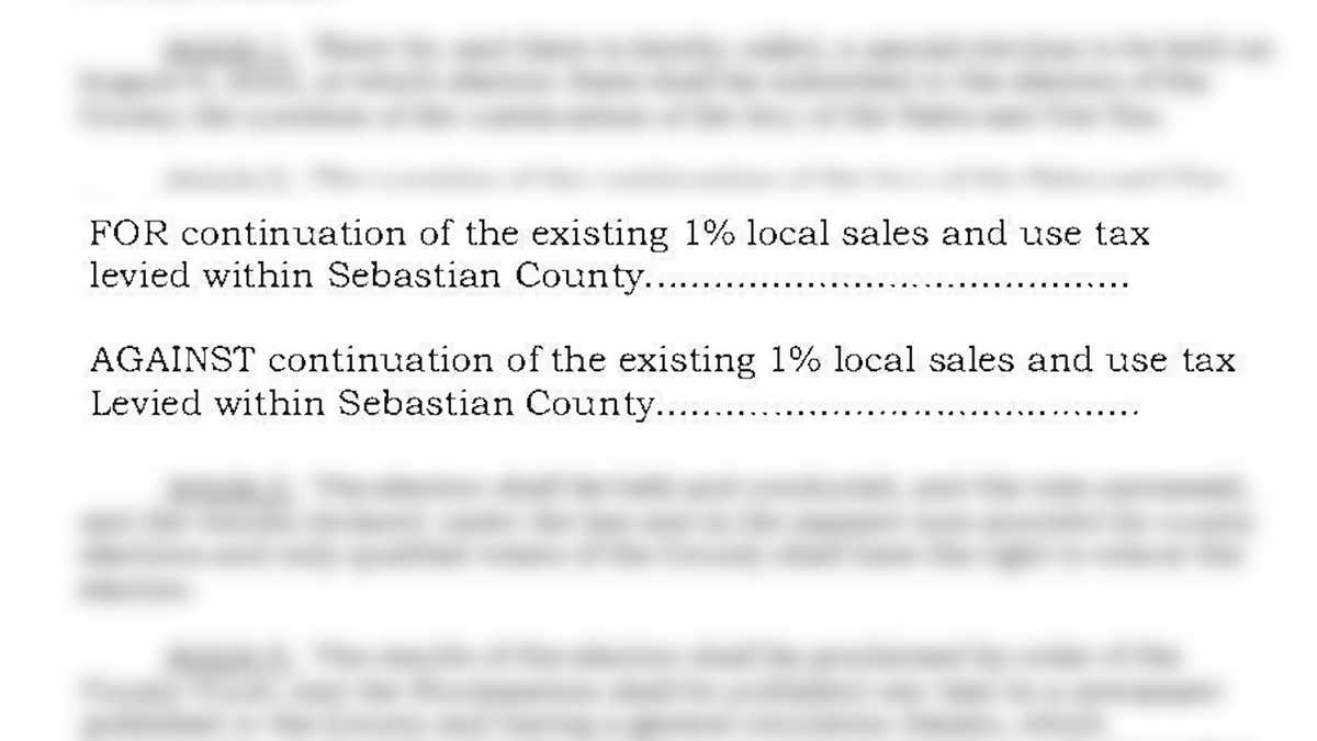 Special election set for Sebastian Co. 1 Sales and Use Tax
