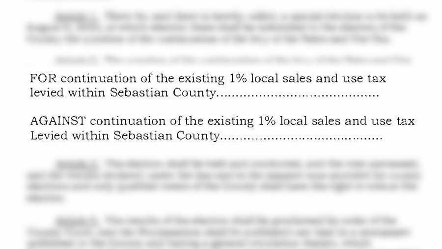 Special election set for Sebastian Co. 1 Sales and Use Tax