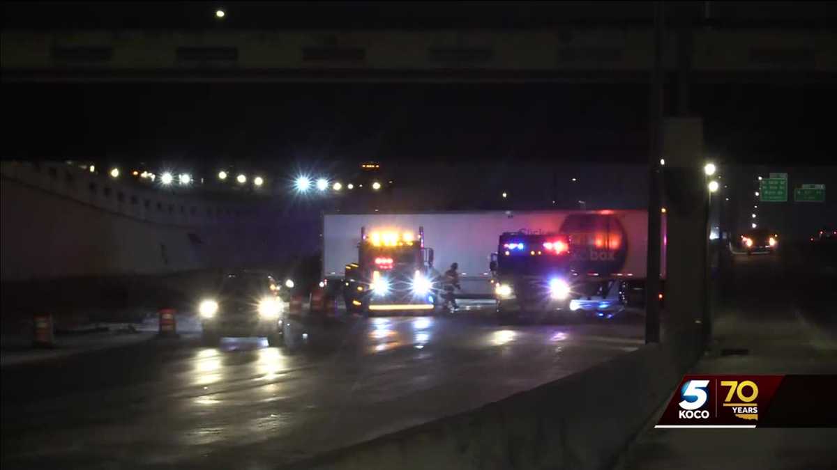 Jackknifed semi closes northbound I-35 in Oklahoma City - KOCO