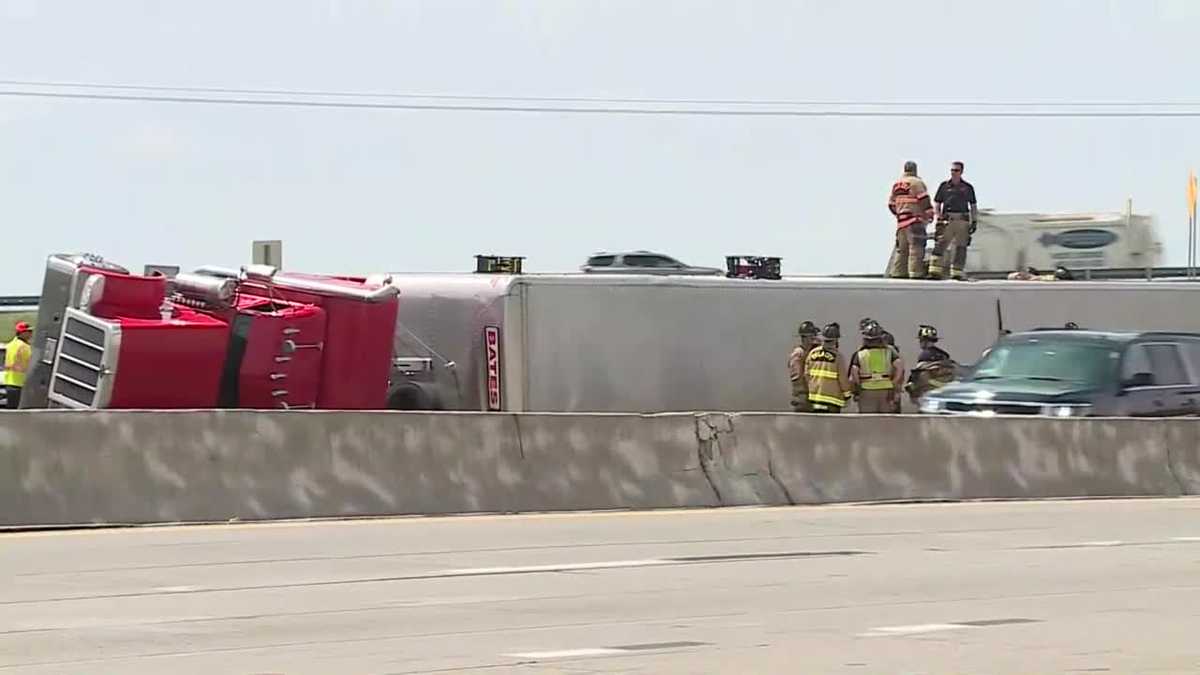 Oklahoma troopers rounding up cows after semi crashes on I-240