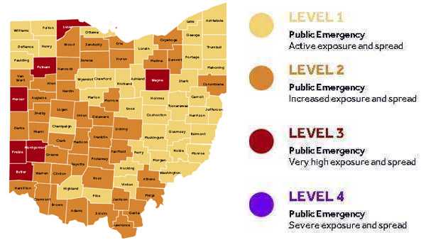 Interactive map Ohio's COVID19 advisory system