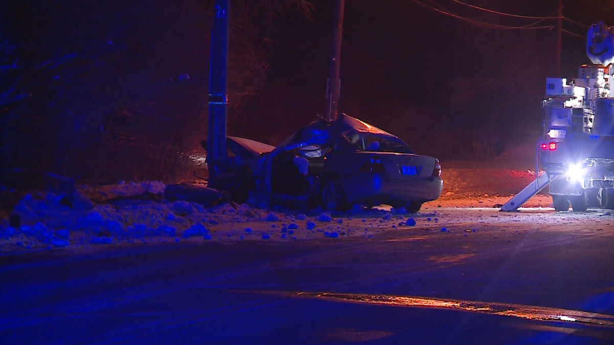 Police: 2 hospitalized after car slams into utility pole in serious East End crash