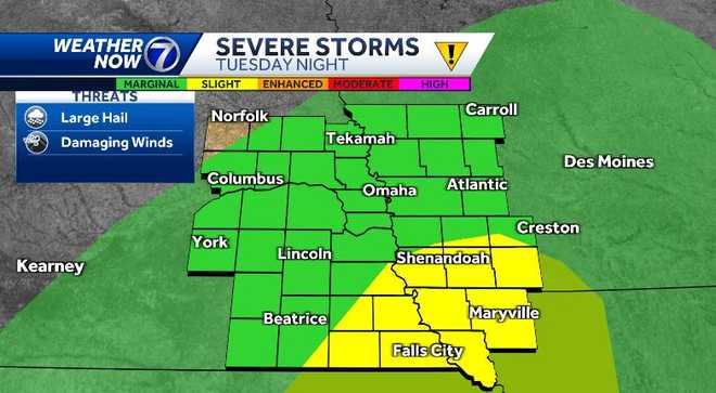 severe storms on Tuesday evening