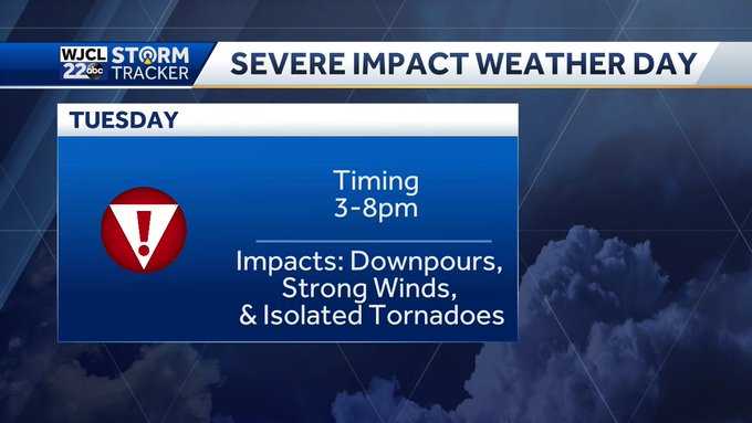 Savannah: Severe weather threat increases, tornadoes possible