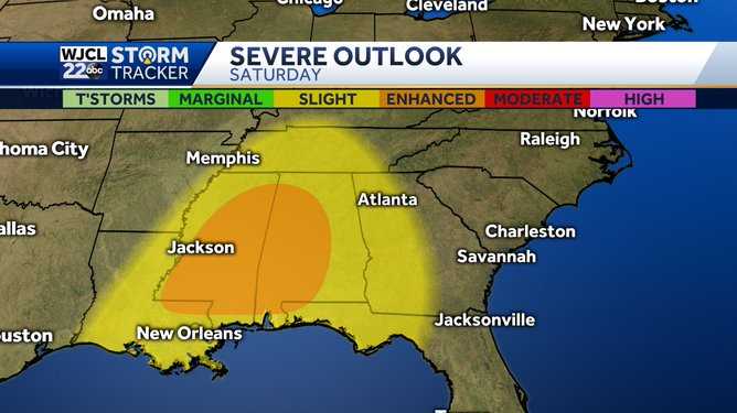 Threat of severe weather in parts of the South this weekend