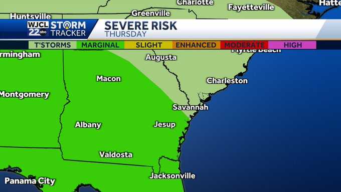 Savannah: Isolated strong or severe storms possible Thursday - WJCL