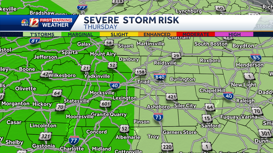 Severe Storm Risks in North Carolina: Triad rain, wind, hail - WXII