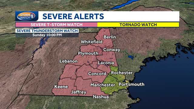 Severe thunderstorm watch issued for most of NH Sunday - Vimarsana News
