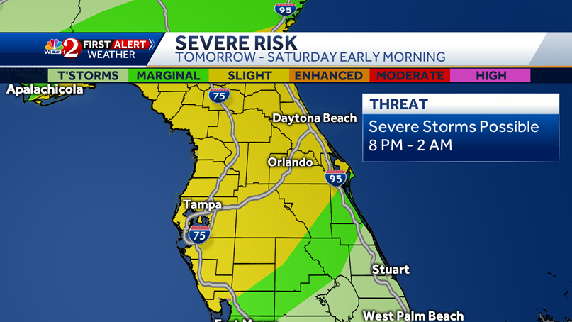 Severe Weather Threat Pushes Into Central Florida Friday