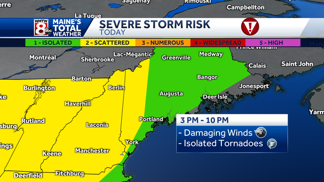 Maine weather: Strong to severe storms, hot and humid Wednesday