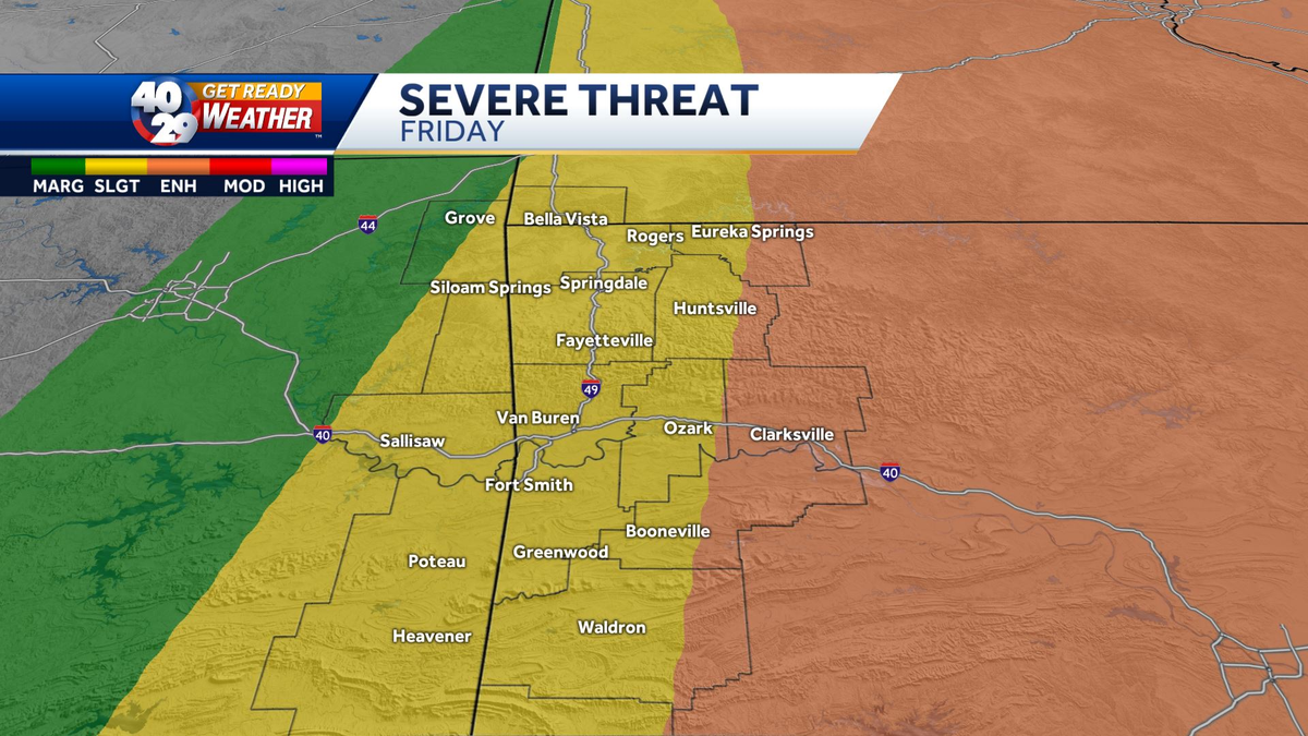 Severe storms could hit NWA and the River Valley Friday morning